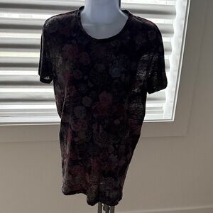 IRO Black Floral Short Sleeve Tee